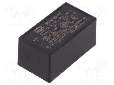 Convertor AC/DC 5W MEAN WELL 15VDC 330mA foto