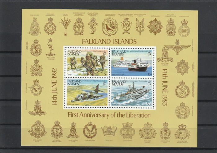 Prima aniversare de la eliberare,echipament militar ,embleme unitati ,Falkland.