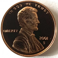 AMERICA 1 CENT 2001 PROOF LITERA S.( Memorialul Lincoln) foto