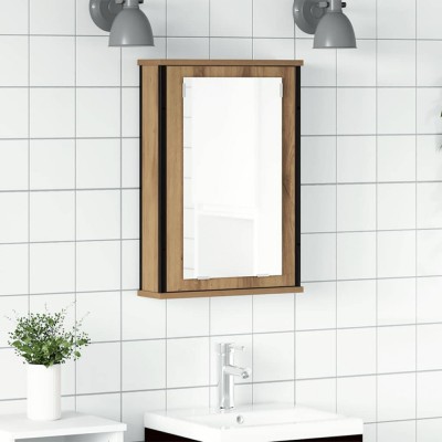 vidaXL Dulap cu oglindă pentru baie Stejar Artisan Lemn prelucrat foto