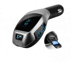Modulator FM Auto MP3 Bluetooth cu Radio FM, Card SD, AUX, Microfon si Afisaj LED + Telecomanda foto