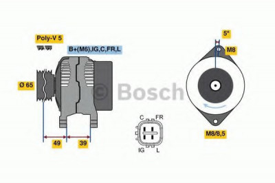 Generator / Alternator HONDA CIVIC VIII Hatchback (FN, FK) (2005 - 2012) BOSCH 0 986 080 570 foto