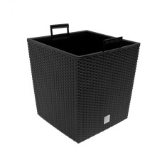 Ghiveci flori cu masca interioara Rato, Aspect modern, Ratan, Antracit, 64 L