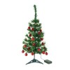 Brad artificial impodobit, 20 globuri rosii + instalatie luminoasa 20 led alb cald, 60 cm, verde, Oem