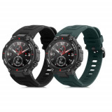 Cumpara ieftin Set 2 curele pentru Huami Amazfit T-Rex/Amazfit T-Rex Pro, Kwmobile, Negru/Verde, Silicon, 58460.02