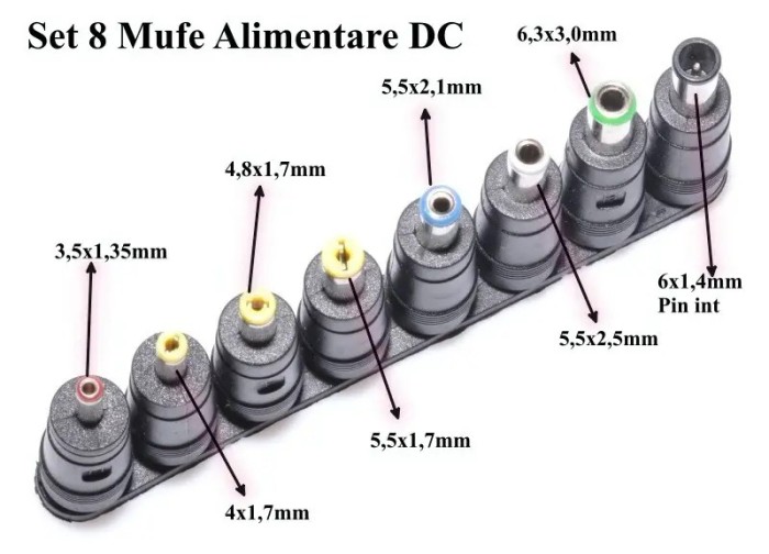 Set 8 mufe adaptoare de alimentare DC
