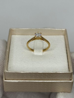 INEL AUR 18K + 1 Diamant = 0.50ct - VVS1- Solitaire - De Logodna + Certificat ! foto