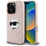 Husa originala iPhone 16 Pro Max Karl Lagerfeld 3D Design, roz, Rubber Monogram Choupette, KLHCP16XRBCCHHKLP