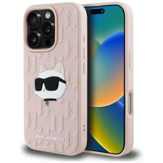 Husa originala iPhone 16 Pro Max Karl Lagerfeld 3D Design, roz, Rubber Monogram Choupette, KLHCP16XRBCCHHKLP foto