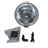 Proiector auto Wesem 12V bec H3 si led rotund , 183x97mm rotund sticla alba carcasa cromata, cu lumina de drum , 1 buc., Rapid