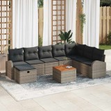 Cumpara ieftin Set de canapele pentru grădină cu pernă 9 pcs Gri Rattan poli