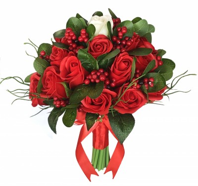 Buchet de Flori EVENTISSIMI - 24 Trandafiri Rosii si 1 Alb foto