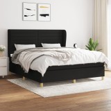 Gossi pat box spring cu saltea, negru, 180x200 cm, catifea