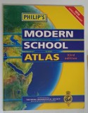 PHILIP ' S , MODERN SCHOOL ATLAS ( ATLASUL SCOLII MODERNE ) , 93rd EDITION , 2000 *TEXT IN LIMBA ENGLEZA