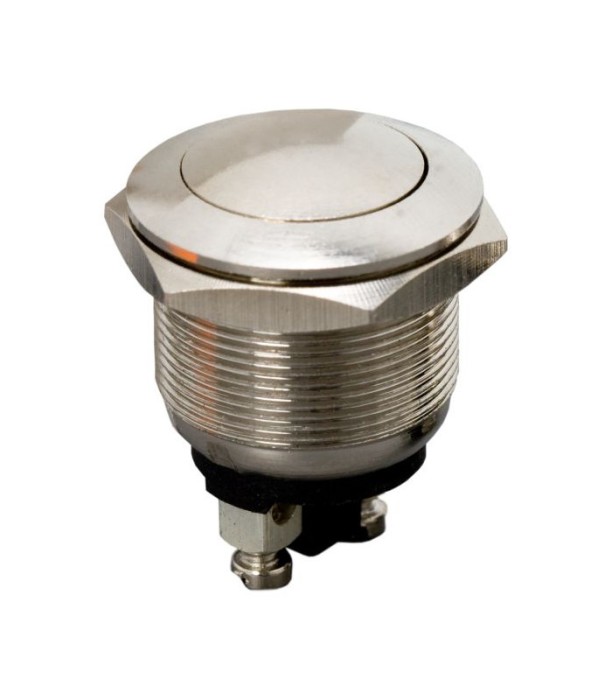 Intrerupator 1 circuit 2A 250V OFF-ON fara retinere Push-Buton metal rotunjit