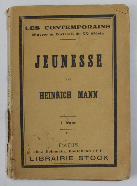 JEUNESSE par HEINRICH MANN , 1923 , FORMAT MIC