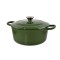 Oala de fonta emailata cu capac, maner din inox, verde, 3.5 L, Perfect Home GartenVIP DiyLine