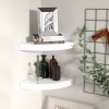 Gossi rafturi colt perete, 2 buc., alb extralucios, 25x25x3,8 cm, mdf