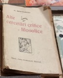 H. Sanielevici - Alte Cercetari Critice si Filosofice