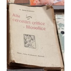 H. Sanielevici - Alte Cercetari Critice si Filosofice