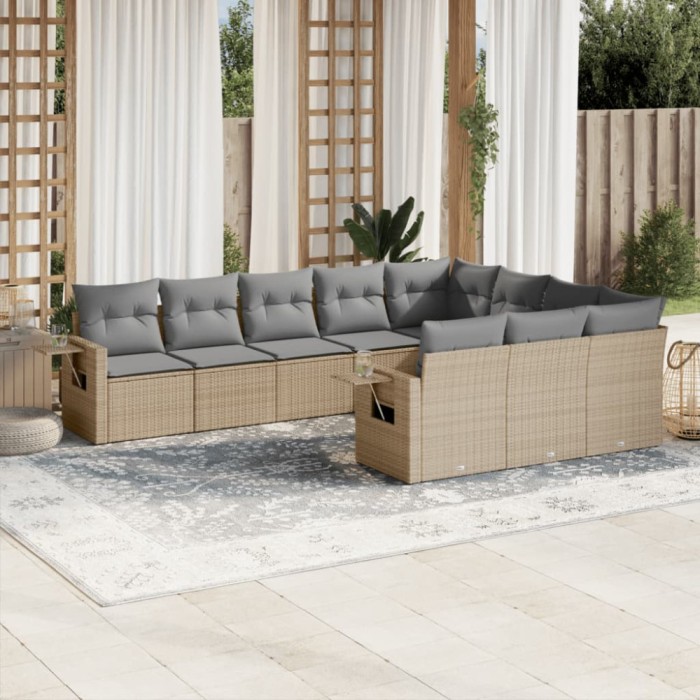 Gossi set canapele de gradina cu perne, 10 piese, bej, poliratan