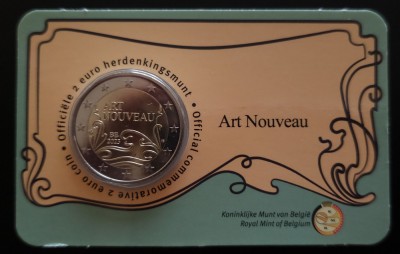 2 euro 2023 Belgia, coincard, Art Nouveaux foto