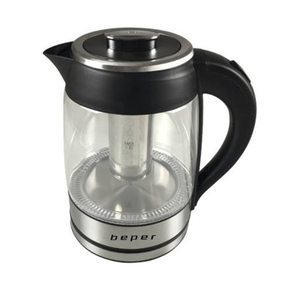 Fierbator de apa 2 in 1 Beper, 2200 W, 1.8 l, filtru detasabil, LED, Argintiu foto