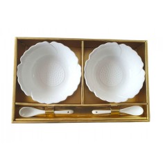 Set 2 Boluri cu Lingurite, Alb, 15 cm, 219G