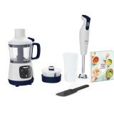 Blender Tefal Yummy Gourmet 4in1 HB55W430 pentru prepararea hranei bebelusilor, 600 W, 0.8 L, 2 programe automate, Alb/Negru