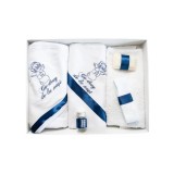 Cumpara ieftin Trusou Botez 6 piese personalizat cu broderie - "Cu drag de la Nasi" - Ingeras - ALB - BLEUMARIN- TB117