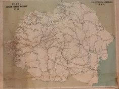 Harta de perete Caile Ferate Romane 1940 foto
