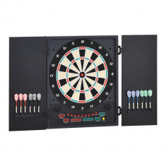 HOMCOM Tabla de Darts Electronică Profesională cu 6 Display-uri, 12 Săgeți, 27 Moduri de Joc, 51x6.5x57cm, Negru | Aosom Romania