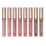 Set 8 Rujuri Lichide Mate Beauty Glazed, Culori Nude Naturale, Rezistent Transfer, Pigmentare Intensă, Ușor de Aplicat