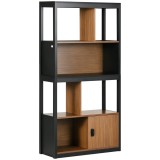 HOMCOM Biblioteca moderna cu 4 niveluri si rafturi de depozitare, nuc maro | Aosom Romania