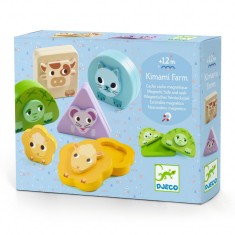 Jucarie magnetica pentru bebelusi cu 5 animale din lemn,+12 luni
