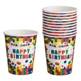 Pahare de petrecere Happy Birthday carton colorate 10 buc, CMCLASS