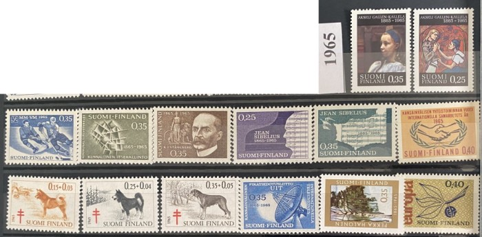 FINLANDA 1965, An complet, serii MNH