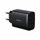 &Icirc;ncărcător Baseus Compact 3x USB 17W Negru (CCXJ020101)