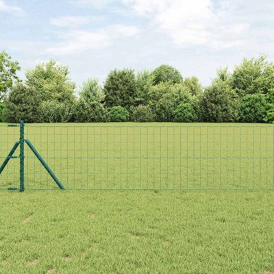 Gard Euro cu 7 st&amp;acirc;lpi, 0.8 x 10 m, din oțel galvanizat verde foto