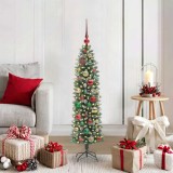 vidaXL Copac Artificial Slăb de Crăciun cu 150 LED Verde și alb 120 cm 3395277