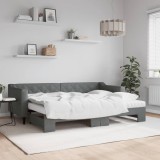 VidaXL Pat de zi cu extensie și saltele, gri &icirc;nchis, 80x200 cm, textil