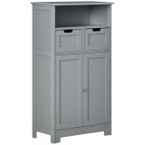 kleankin Mobilier de baie cu 2 sertare, raft, dulap cu ușă, raft reglabil, 60 x 30 x 109 cm, gri | Aosom Romania
