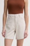 Levi&#039;s pantaloni scurti jeans HIGH BAGGY SHORT femei, culoarea bej, neted, high waist, A9311