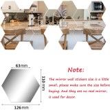 Set 24 Oglinzi Acrilice Decorative Hexagonale, CBD CORAL BEST DEALS, Model L, 12x11x6.5cm, Autoadezive 12 cm 6.5 cm 0.2 cm Argintiu cromat 24 13.5 cm