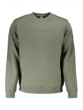 Bluză bărbați fară fermoar cu imprimeu cu logo, Regular fit, Verde &icirc;nchis
