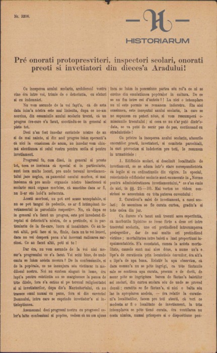 HST 98S Circulara mitropolit Ioan Metianu 1888 privitoare la școală