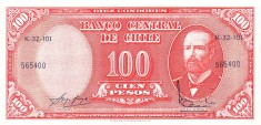 Chile 100 Pesos 1960-61 P-127a UNC
