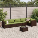 Cumpara ieftin Gossi set mobilier de gradina cu perne, 7 piese, maro, poliratan