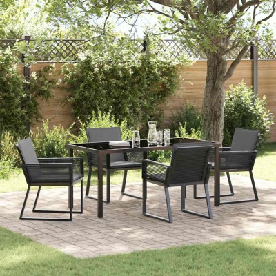 vidaXL Set de masă pentru grădină 5 pcs Negru Rattan poli foto
