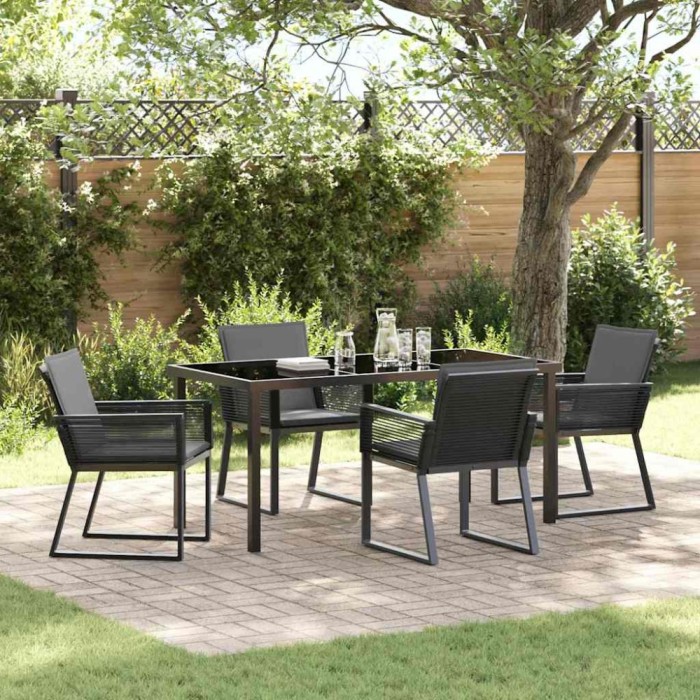 vidaXL Set de masă pentru grădină 5 pcs Negru Rattan poli